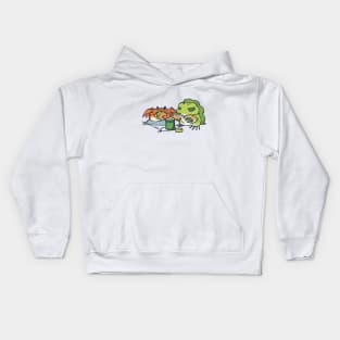 traveling frog eating picnic lunch with crab / tabi kaeru Kids Hoodie